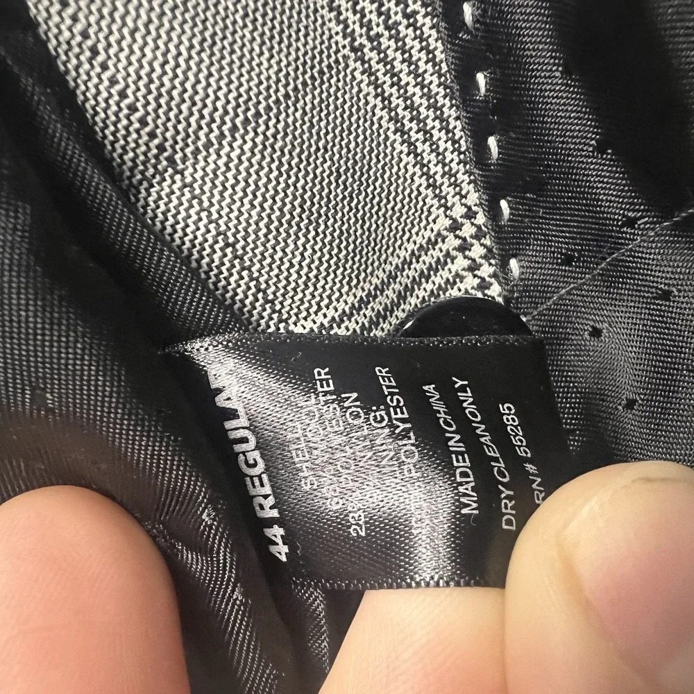 Express Producer Modern Fit Jacket Blazer Mens 44 Regular Slim Plaid Check Grey - Picture 11 of 12